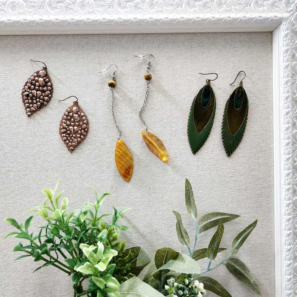 Leaf Earring Bundle - set of 3 pairs of earrings of textured leaves or feathers